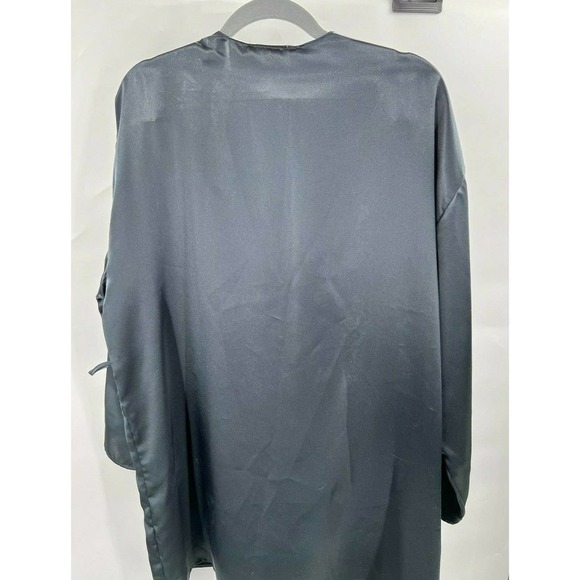 Victoria's Secret Vintage Gold Label O/S One Size Black Satin Lace Kimono Robe - Picture 5 of 6